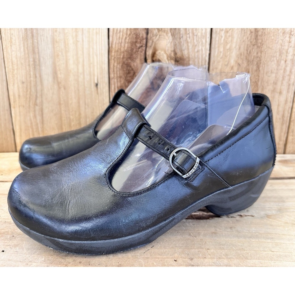 4EurSole Mary Jane Comfort Shoes Size 7W Black Leather Retro